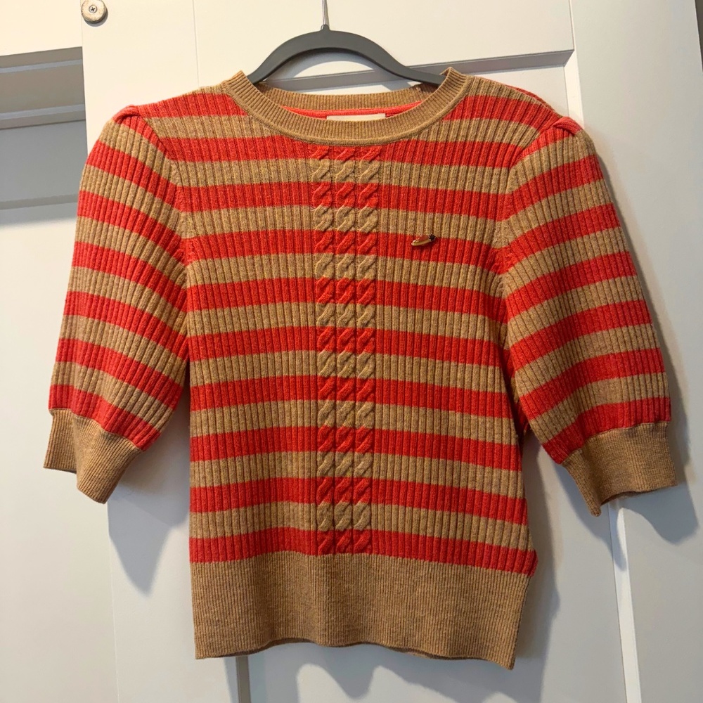 Scotch & Soda | Tan & Orange Stripe Sweater - Crew Neck -Size XS